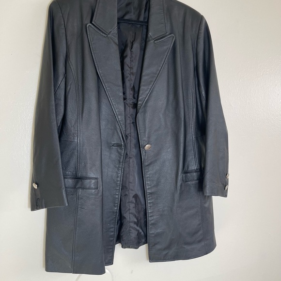 Vintage Newport News Leather Jacket black size 14W - Picture 2 of 8